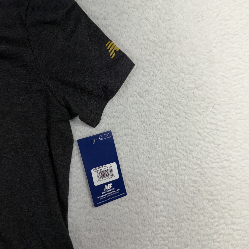 New Balance NYC Marathon T Shirt 2017 TCS Gray Gold Medium WT03638M-BK NWT - Picture 5 of 8